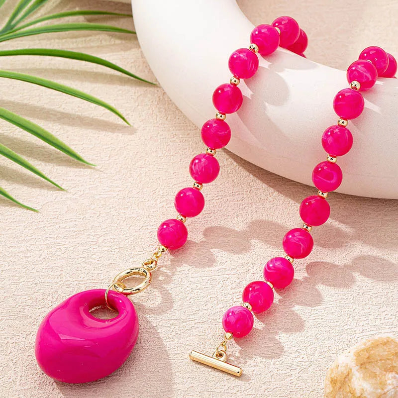 Pink Statement Toggle Necklace