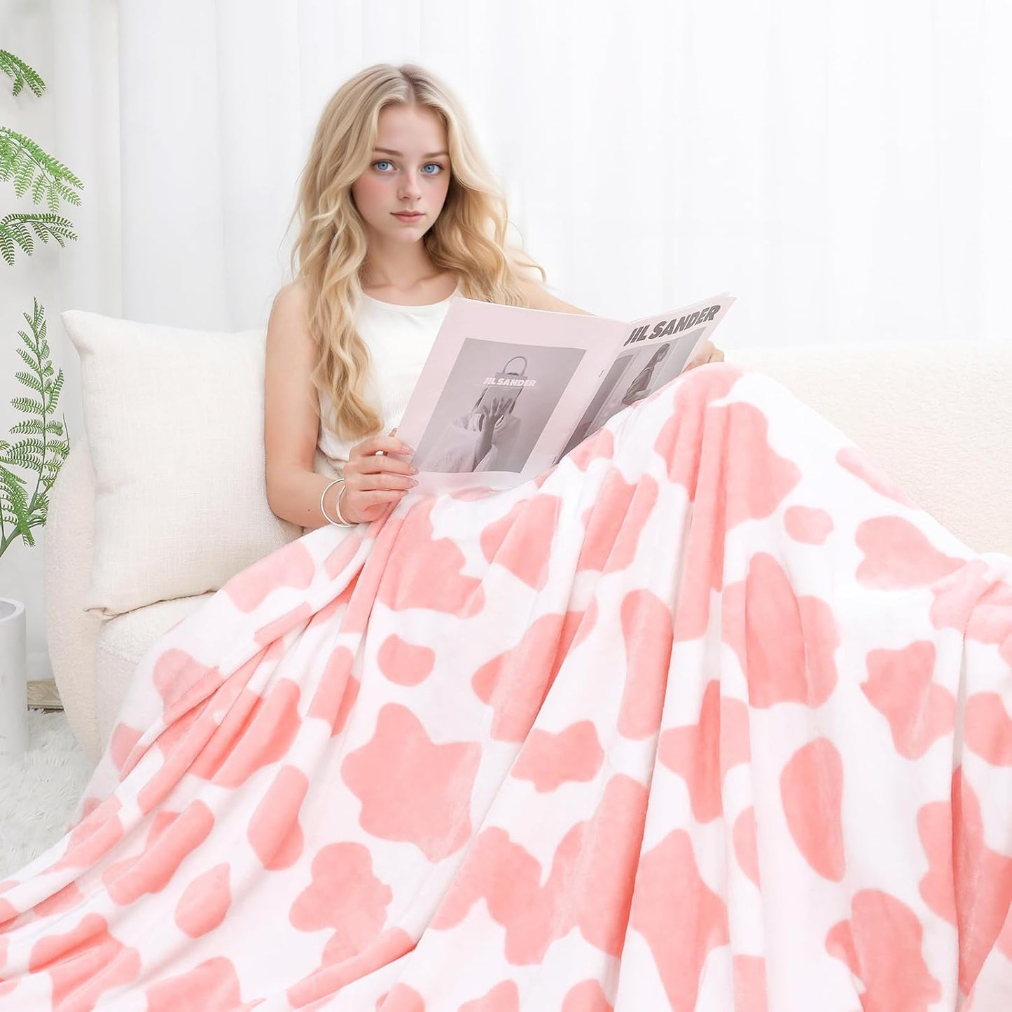 Cow Pattern Lightweight Soft Throw Blanket 50" x 60" - 4 Colors