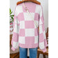 Maryam Pink Checkered Bishop Sleeve Sweater