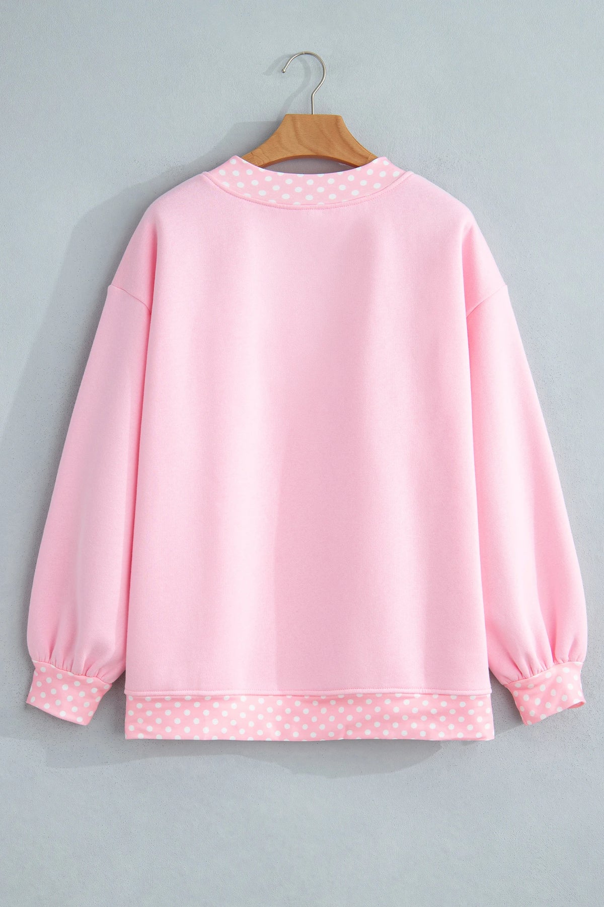 Phoebe Pink Colorblock Polka Dot Contrast Trim Oversized Sweatshirt