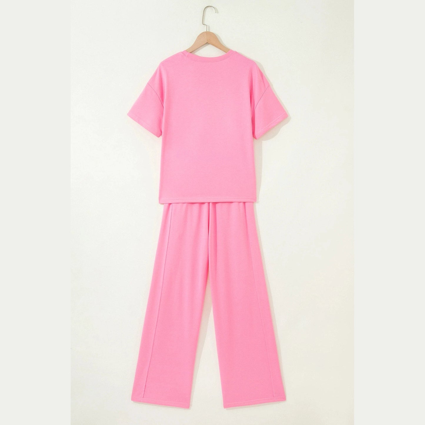 Susan Pink Oversize Tee Pocketed Casual Pants 2pcs Outfit