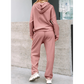 Andria Pink Lace Drawstring Pullover Hoodie and High Waist Pants Corduroy Suit