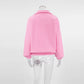 Perrie Pink Fleece Lapel Zip-up Sweatshirt