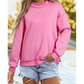 Alessia Hot Pink Oversize Drop Shoulder Reversible Mock Neck Sweatshirt