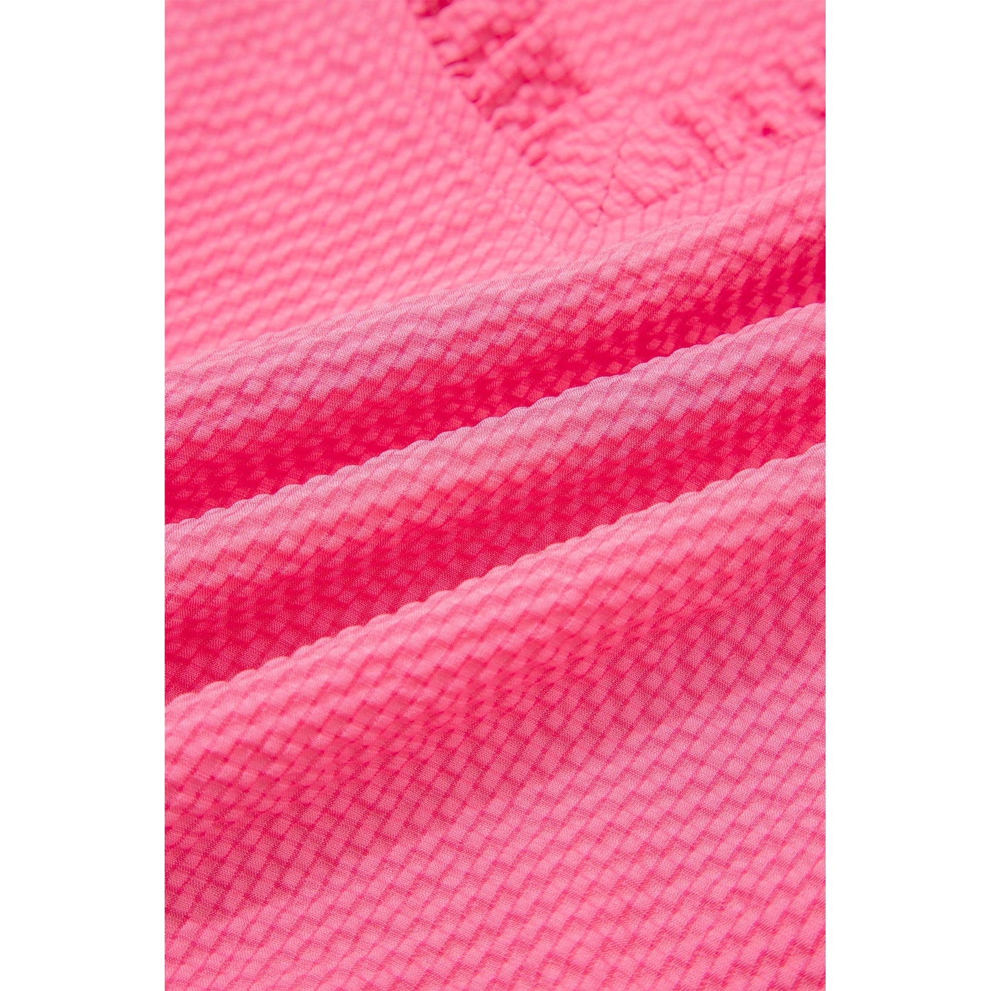 Apryl Sachet Pink Frilled V Neck Flower Embroidered Puff Sleeve Textured Blouse