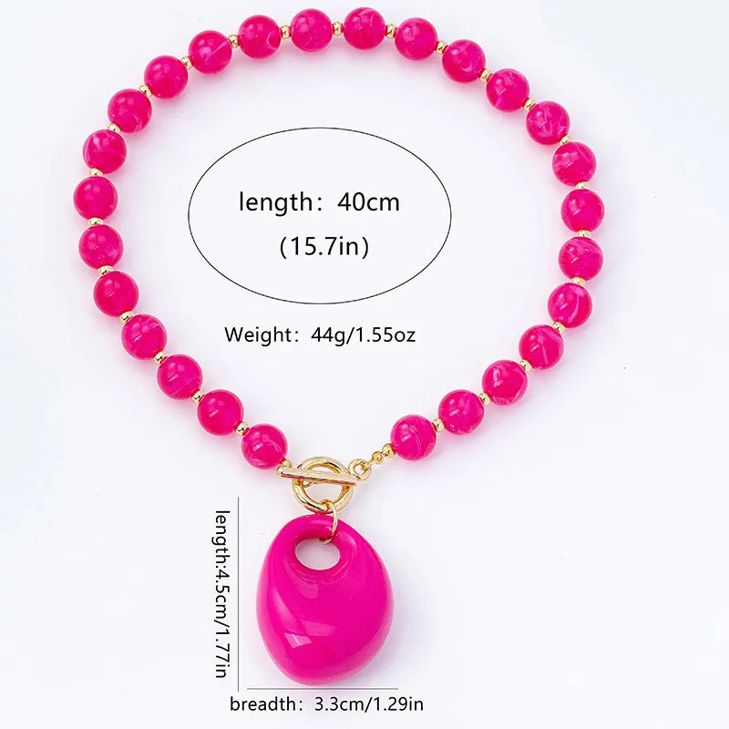 Pink Statement Toggle Necklace