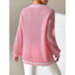 Jean-Mari Pink V Neck Contrast Trim Loose Knit Sweater