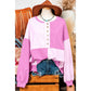 Ryder Pink Colorblock Henley High Low Oversize Sweatshirt