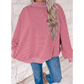 Nataly Pink Stripe Ribbed Color Block Mock Neck Oversized Sweatshirt