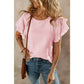 Verena Pink Crinkled Cotton Gauze Ruffle Sleeve Blouse