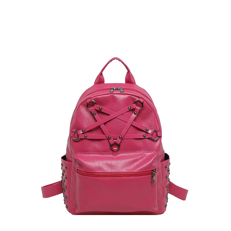 Chevelle Crisscross Stud Detail PU Leather Backpack - 4 Colors
