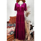 Kinzie Pink Velvet Short Sleeve Shirred Waist Tiered Maxi Dress