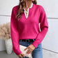 Irene Lace Trim V Neck Sweater - 7 Colors