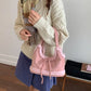 Faux Shearling Shoulder Bag with Bow Detail - 4 Colors