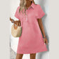 Sierra Peach Textured Short Sleeve A Line Mini Dress
