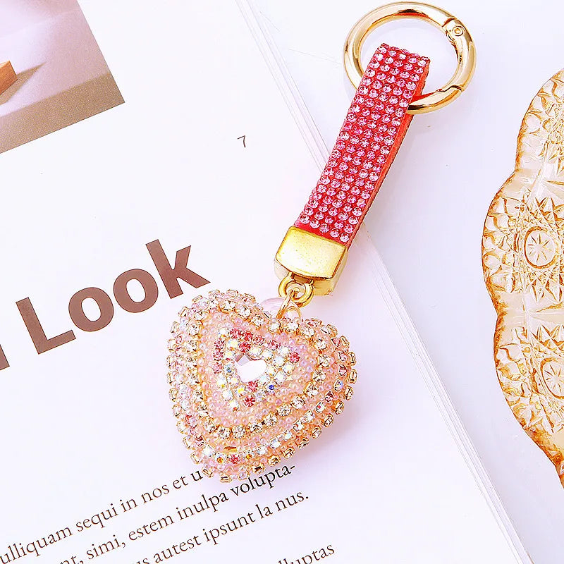 Heart Shape Rhinestone Bag Charm - 4 Colors