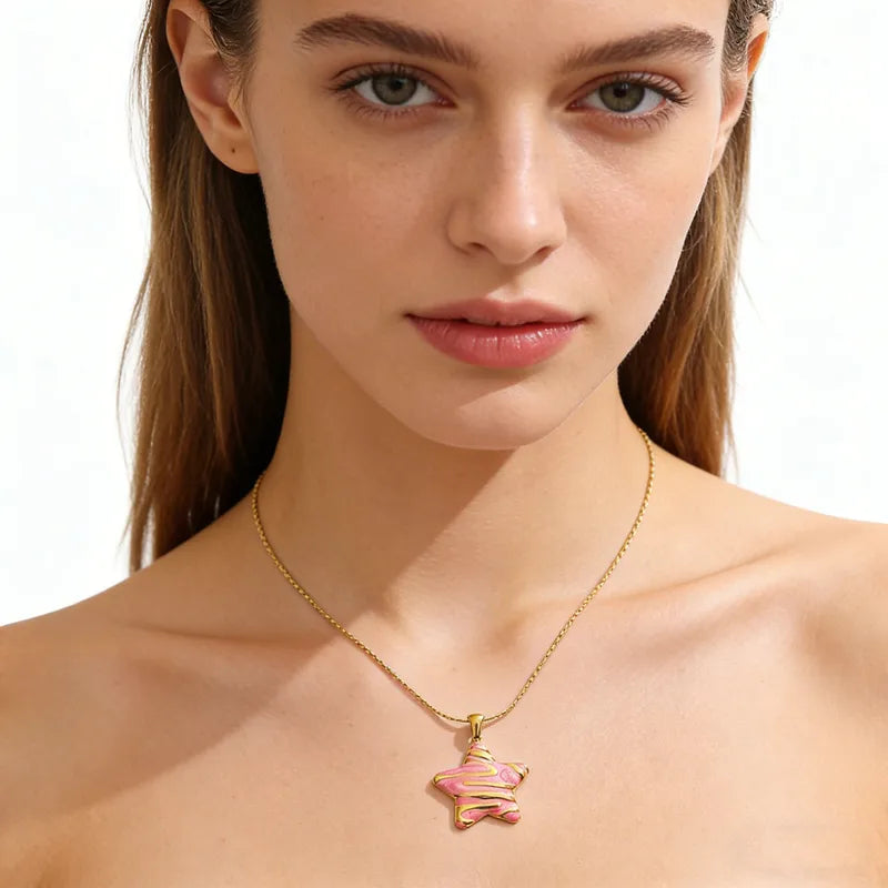 Enamel Star Pendant Necklace - 5 Colors