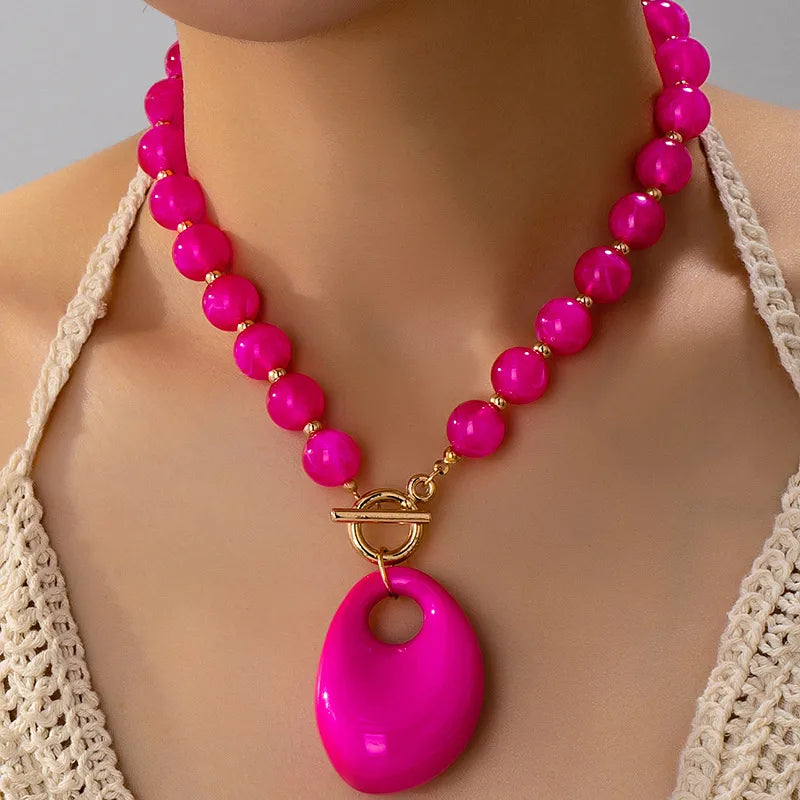 Pink Statement Toggle Necklace