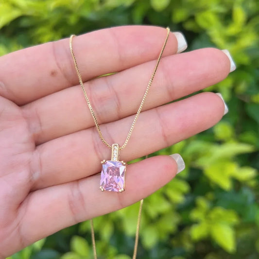 RTS Pink Square Pendant Necklace