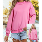 Alessia Hot Pink Oversize Drop Shoulder Reversible Mock Neck Sweatshirt