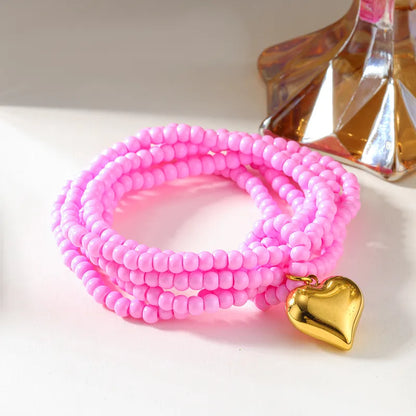 Heart Shape Seed Bead Bracelet - 3 Colors