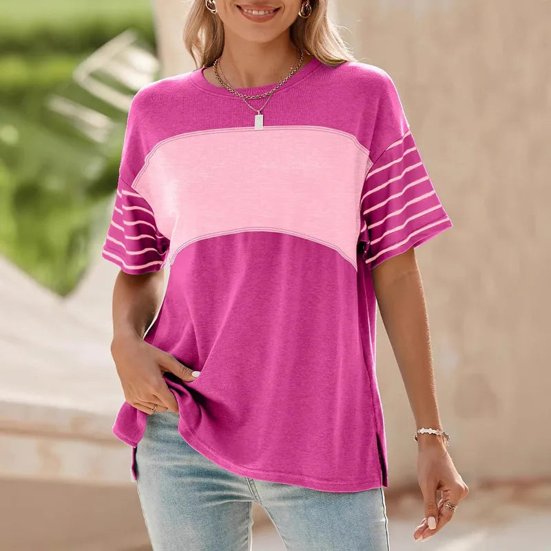 Janessa Bold Pink Duo‑Tone Top
