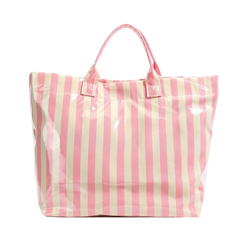 SALE!!!  Abril Glossy Candy-Stripe Shopper - 4 Colors