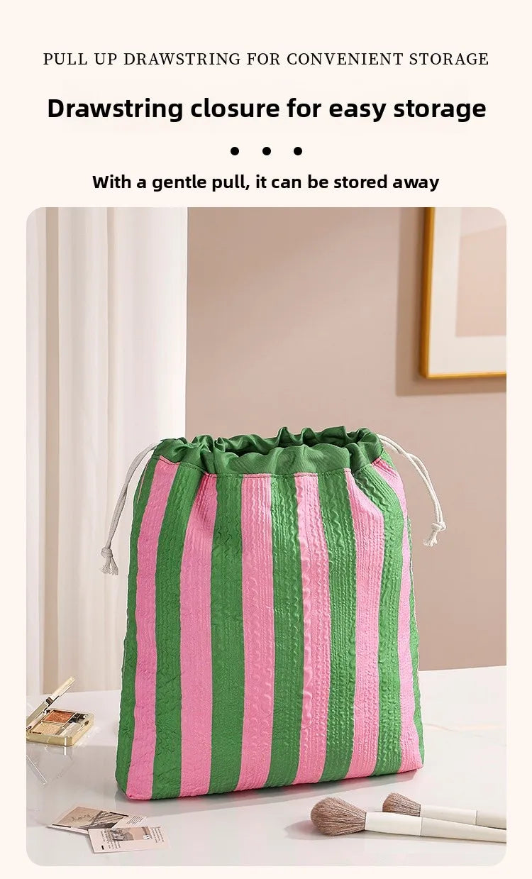 Adalyn Striped Travel Pouches for Makeup & Daily Essentials  - 6 Colors