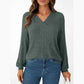 Piper Green V Neck Ribbed Long Sleeve Top