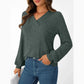 Piper Green V Neck Ribbed Long Sleeve Top