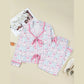 SALE!!!  Pink Bow Wreath Pattern Christmas Holiday Tied Front Long Sleeve 2pcs Pajama Set