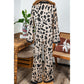 Sadee Khaki Cheetah Contrast Trim Loose Fit Two Piece Sleepwear