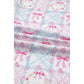 SALE!!!  Pink Bow Wreath Pattern Christmas Holiday Tied Front Long Sleeve 2pcs Pajama Set