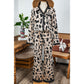 Sadee Khaki Cheetah Contrast Trim Loose Fit Two Piece Sleepwear