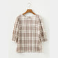 Carson Plaid Print Frilled Puffy Half Sleeve Blouse