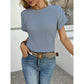 Poppie Blue Waffle & Eyelet Short Sleeve Top