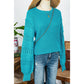 Poppy Turquoise Ruffled Eyelet Bubble Sleeve Sweater