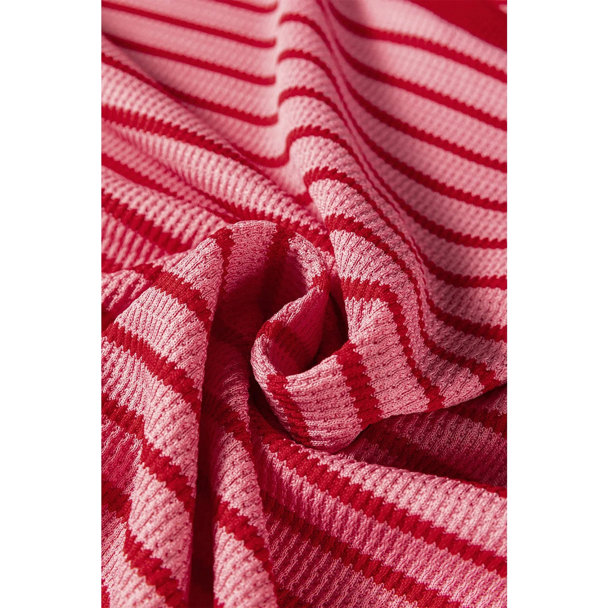 Porsha Pink Stripe Textured Round Neck Drop Shoulder Long Sleeve T Shirt