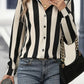 Portola Classic Black Vertical Stripe Button Up Blouse