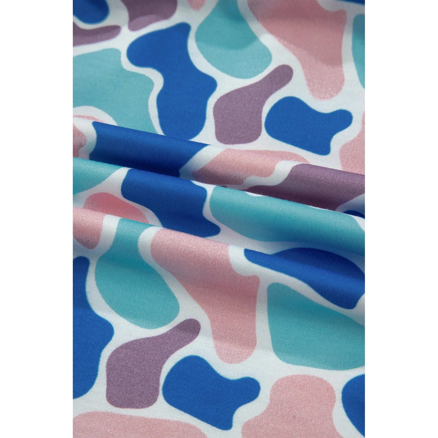 Posie Blue Abstract Camo Elastic Waist Drawstring Mini Skort