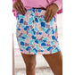 Posie Blue Abstract Camo Elastic Waist Drawstring Mini Skort