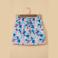 Posie Blue Abstract Camo Elastic Waist Drawstring Mini Skort