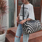 Zebra Faux Leather Large Capacity Travel Bag