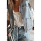 Prisha Beau Blue Frayed Edge Flap Pockets Denim Vest Jacket