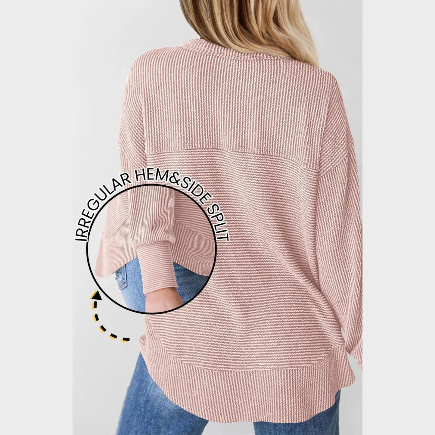 Prissy Pink V-Neck Knitted Long Sleeve Top