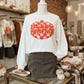 White Terry Halloween Pumpkin Patched Pattern Pullover Sweatshirt