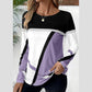 Marlow Purple Geometric Patchwork Long Sleeve Top