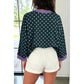 Rilyn Purple Polka Dot Print Contrast Trim Round Neck Bracelet Sleeve Top