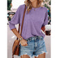 Kirsi Purple Pleated Cuff 3/4 Sleeve Top
