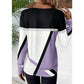 Marlow Purple Geometric Patchwork Long Sleeve Top